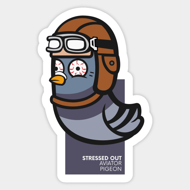 Stressed Out Aviator Pigeon Sticker by Johnitees